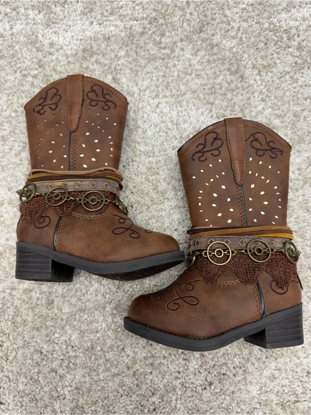 Rodeo Ropers Baby Girls Embroidered Decorative Ankle Strap Boots Size 5